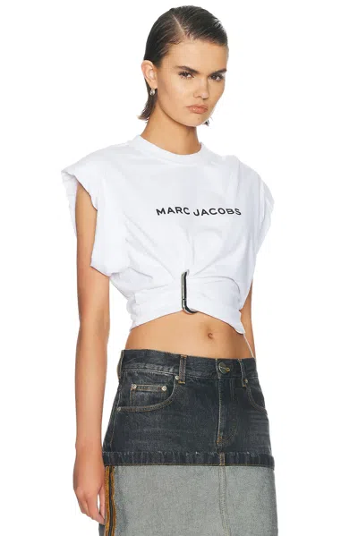 Marc Jacobs White Pop J Marc Logo Drape Seam T-shirt In White