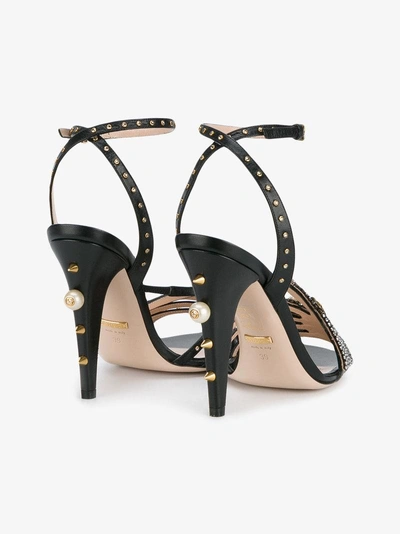 Shop Gucci Crystal Hand Applique Embellished Sandals In Black