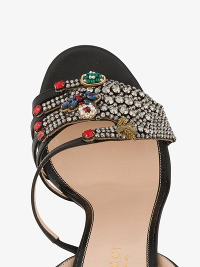 Shop Gucci Crystal Hand Applique Embellished Sandals In Black