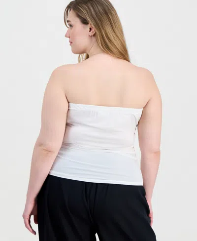 Full Circle Trends Plus Size Pull-on Tube Top In White