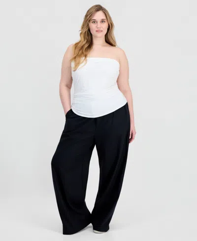 Full Circle Trends Plus Size Pull-on Tube Top In White