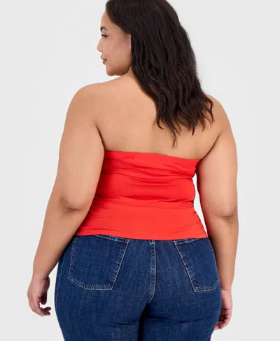 Full Circle Trends Plus Size Pull-on Tube Top In Red