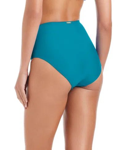 Beyond Control Women's Solid High-waisted Bikini Bottoms In Blue