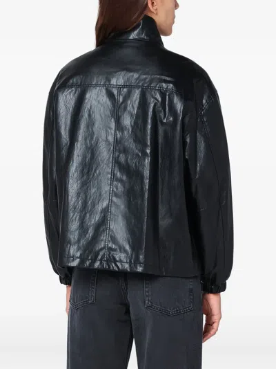 Dunst 인조 레더 봄버 재킷 In Black