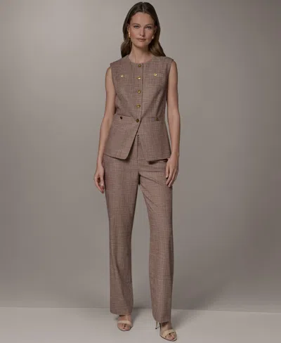 Donna Karan Button Front Vest In Brown