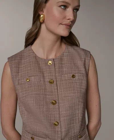 Donna Karan Button Front Vest In Brown