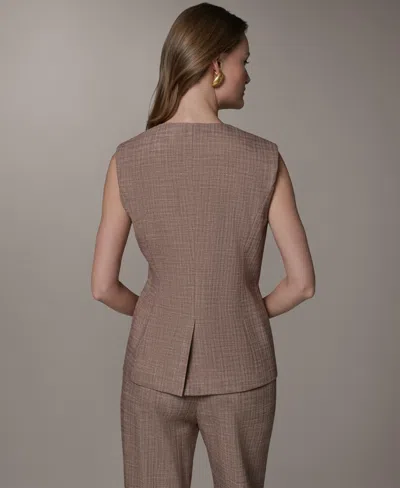 Donna Karan Button Front Vest In Brown