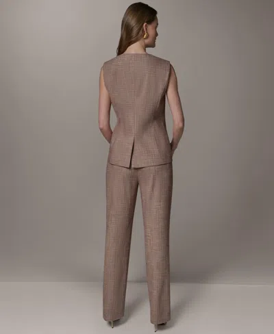 Donna Karan Button Front Vest In Brown