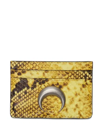 Marine Serre Python Leather-effect Silver Moon Logo Card Holder In Yellow