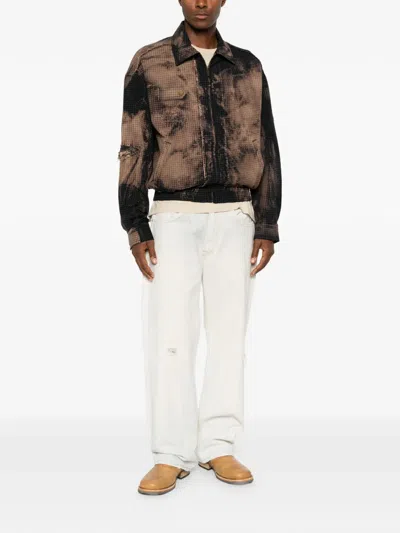 Feng Chen Wang Tie-dye Distressed Jacket In Brown