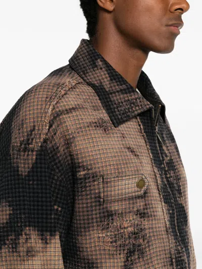 Feng Chen Wang Tie-dye Distressed Jacket In Brown