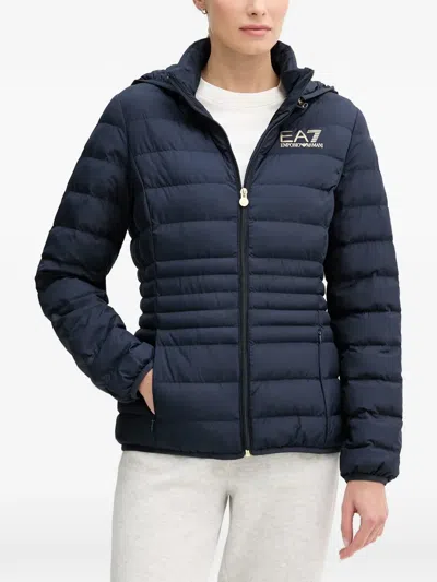 Ea7 Logo-print Padded Jacket In Blue
