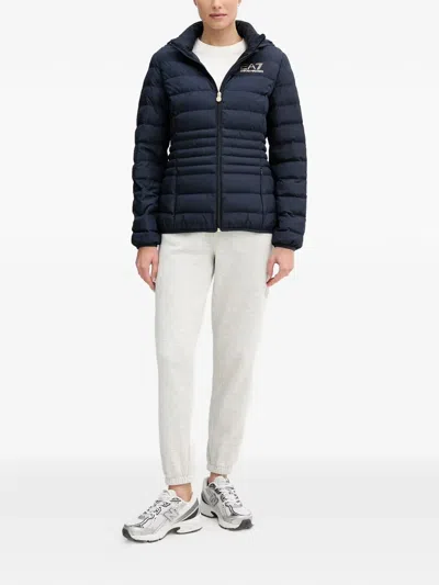 Ea7 Logo-print Padded Jacket In Blue