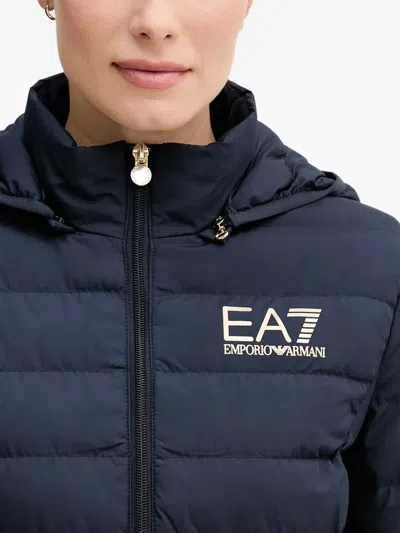 Ea7 Logo-print Padded Jacket In Blue