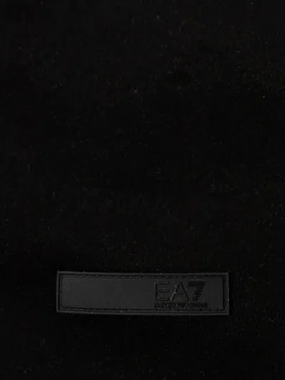 Ea7 Logo-script Frayed-edge Scarf In Black