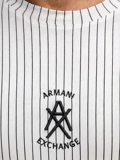 Armani Exchange Pinstriped Logo-print T-shirt In Multi