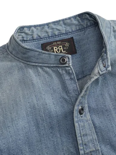 Rrl 밴드 칼라 패치 포켓 셔츠 In Blue
