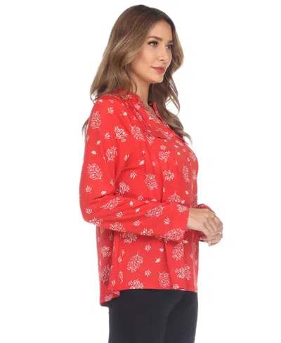 White Mark Women's Printed Long-sleeve Button-front Top In Multi