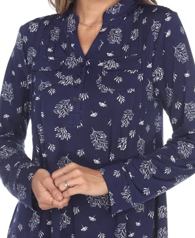 White Mark Women's Printed Long-sleeve Button-front Top In Multi