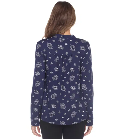 White Mark Women's Printed Long-sleeve Button-front Top In Multi