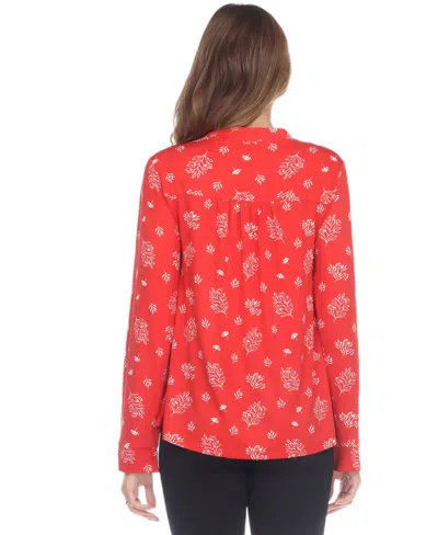 White Mark Women's Printed Long-sleeve Button-front Top In Multi
