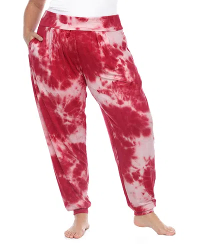 White Mark Plus Womens Tie-dye Pull On Jogger Pants In Red