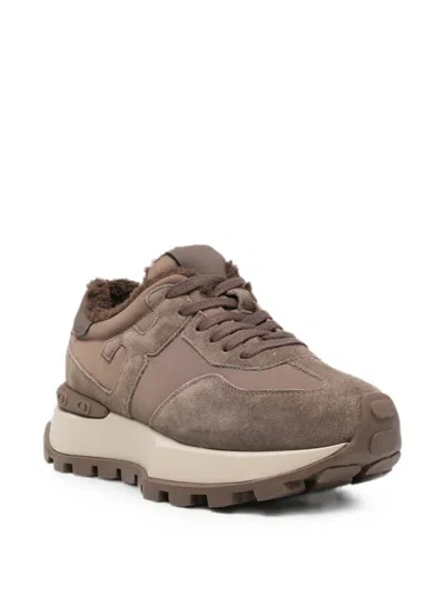 Sergio Moretti Firenze 시어링 안감 패널 스니커즈 In Brown