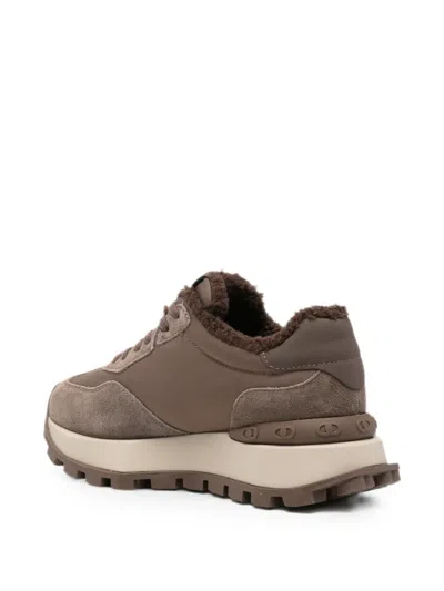 Sergio Moretti Firenze 시어링 안감 패널 스니커즈 In Brown