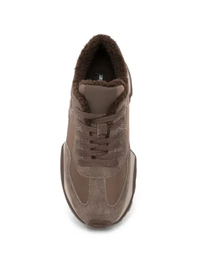 Sergio Moretti Firenze 시어링 안감 패널 스니커즈 In Brown
