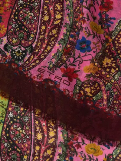 Etro 프린트 캐시미어 스카프 In Pink