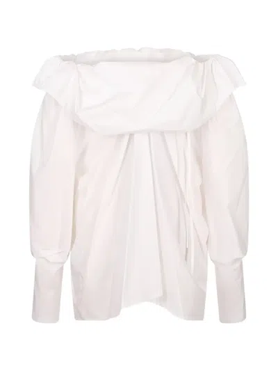 Msgm Off-shoulder Ruffled Blouse In White