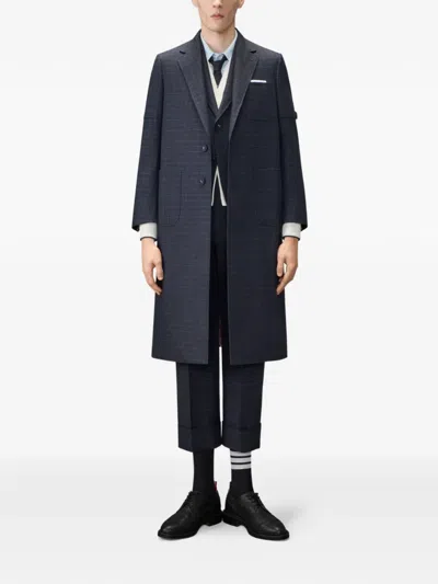 Thom Browne 4 바 리넨 셔츠 In Blue