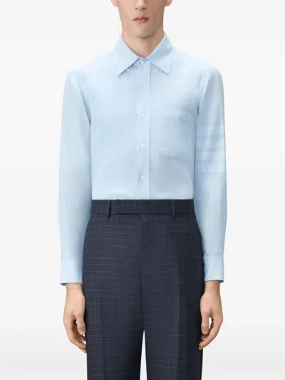 Thom Browne 4 바 리넨 셔츠 In Blue
