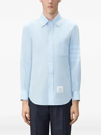 Thom Browne 4 바 리넨 셔츠 In Blue