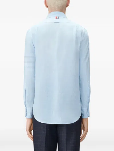 Thom Browne 4 바 리넨 셔츠 In Blue