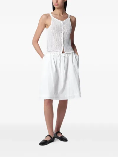 Dunst 크로셰 니트 뷔스티에 리넨 탑 In White