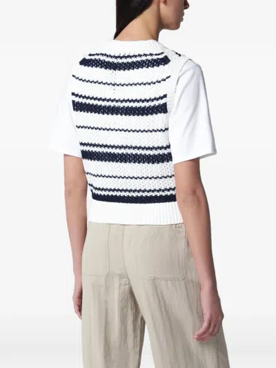 Dunst 청키 니트 V넥 스트라이프 베스트 In White