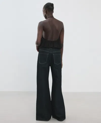 Mango Balloon Effect Halter Bodysuit In Black
