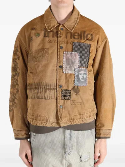 Saitos 소프트 코어 올드 패치 디테일 버튼다운 재킷 In Brown