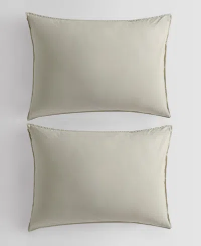 Calvin Klein Washed Percale Cotton Solid 3 Piece Comforter Set, Queen In Green