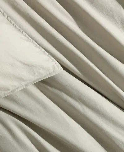Calvin Klein Washed Percale Cotton Solid 3 Piece Comforter Set, Queen In Green