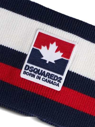 Dsquared2 Maple Leaf Striped Wool Headband In Multi