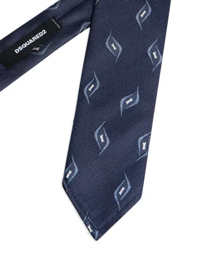 Dsquared2 Geometric-print Tie In Blue