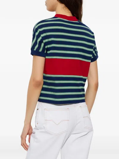 Versace Logo-embroidered Striped Cotton-jersey T-shirt In Black