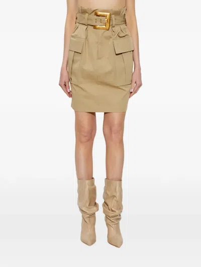 Balmain 벨트 페이퍼백 웨이스트 스커트 In Brown