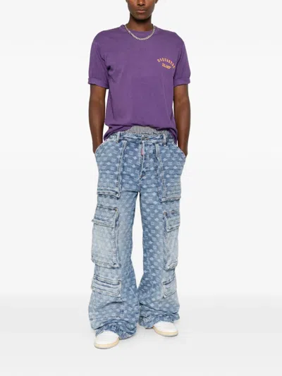 Dsquared2 Monogram-pattern Multi-pocket Jeans In Blue