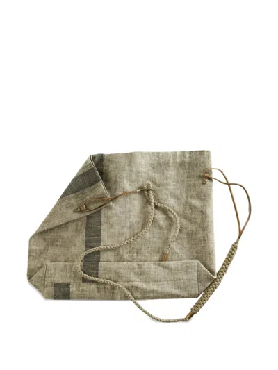 Ziggy Chen Braided-strap Panelled Backpack In Green