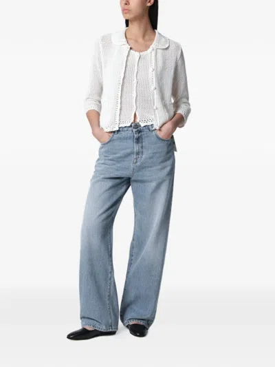 Dunst 크로셰 니트 칼라 가디건 In White