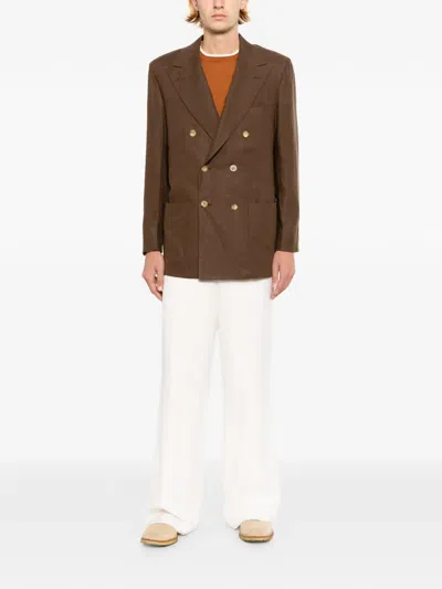 Kiton Central-vent Jacket In Brown