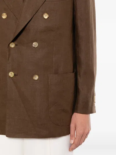 Kiton Central-vent Jacket In Brown